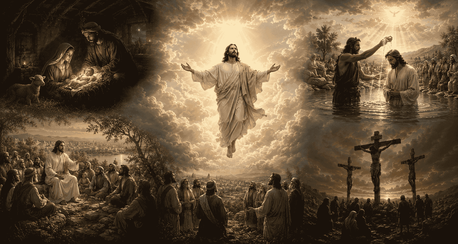 Jesus caminhando com seus discípulos