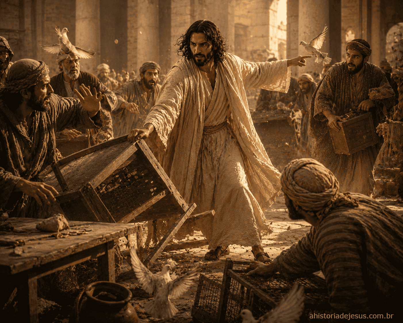 Jesus expulsa os cambistas e vendedores do Templo, restaurando sua santidade