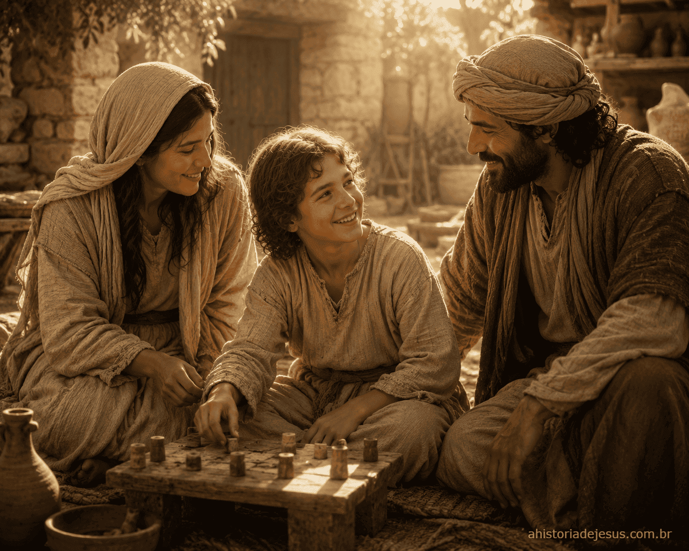 Jesus em Nazaré com Maria e José