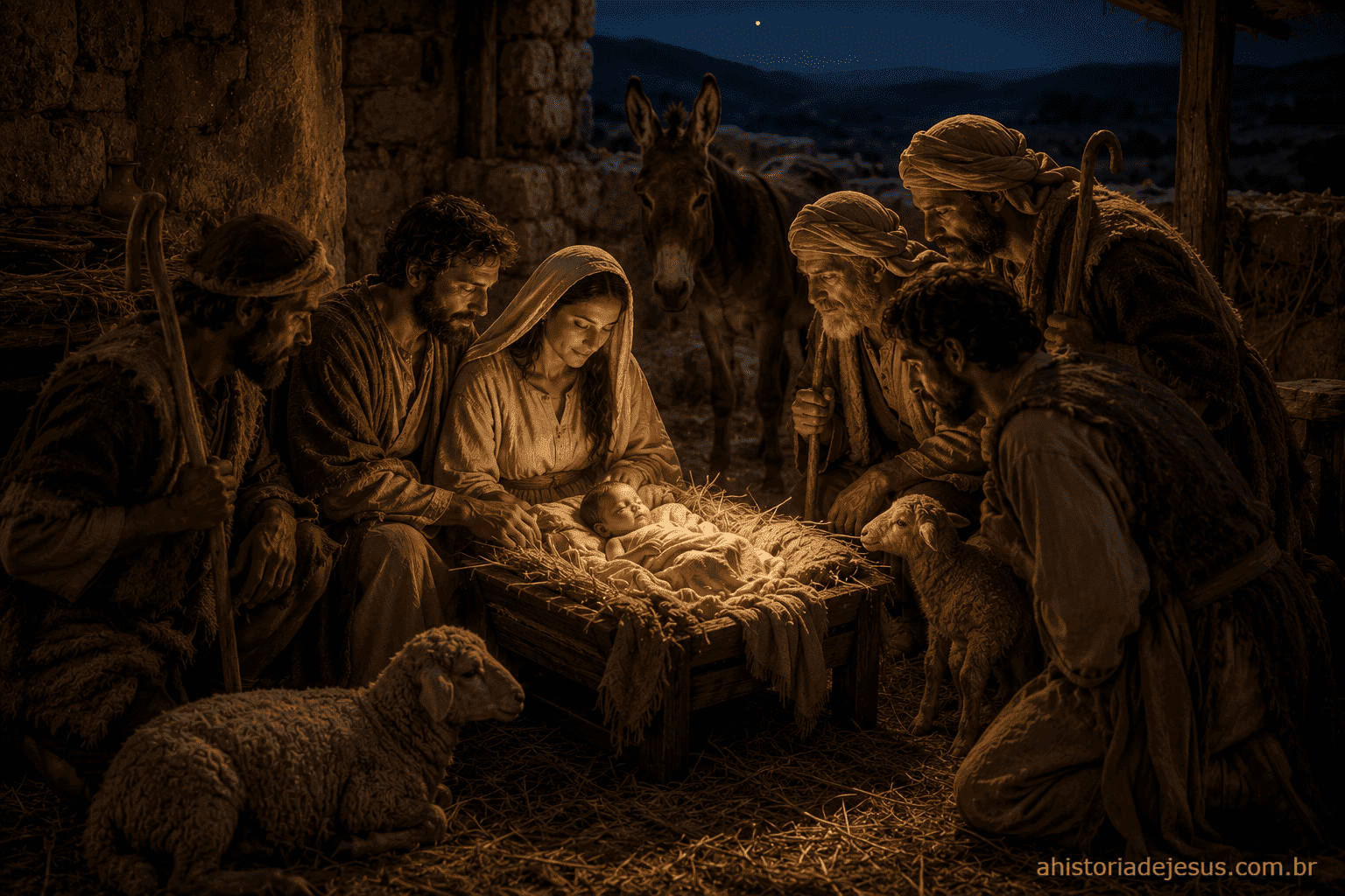 Pastores adorando o menino Jesus